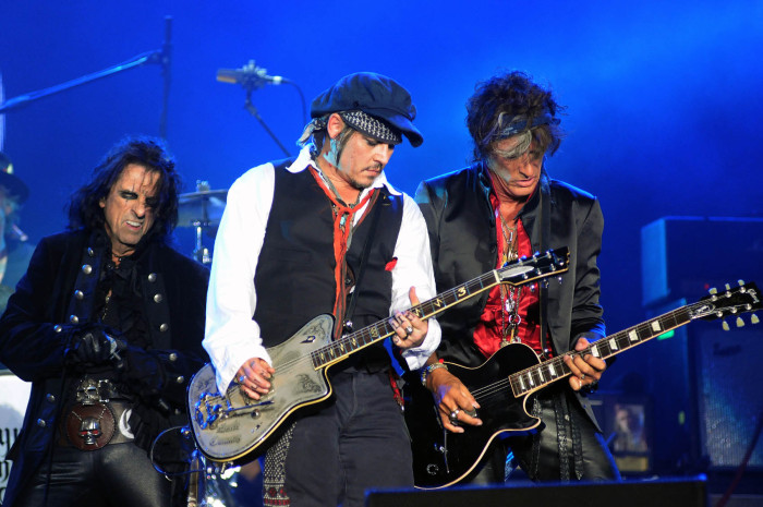 Alice Cooper, Johnny Deep e Joe Perry / Foto: Alexandre Durão/G1